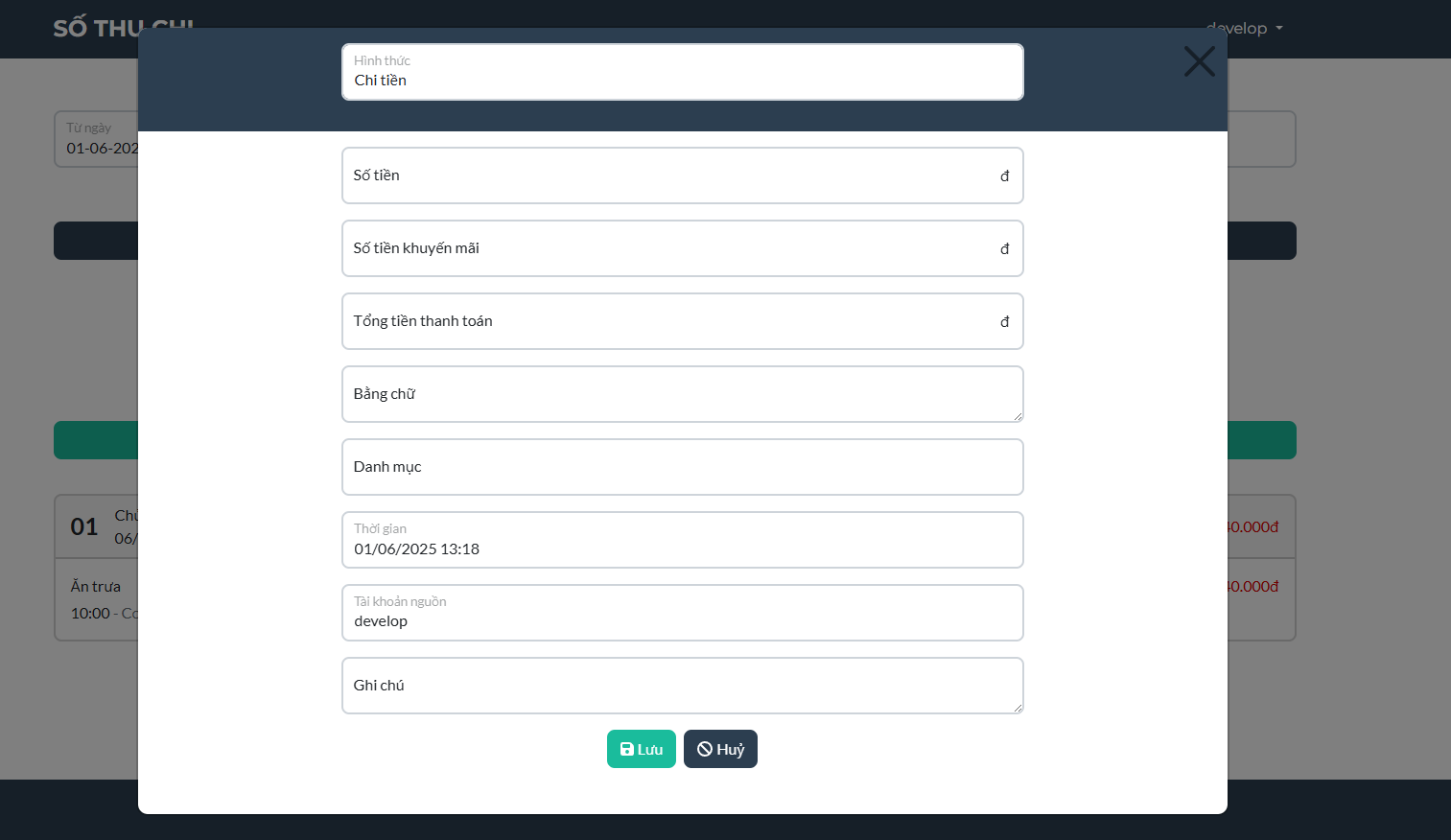 Spending page